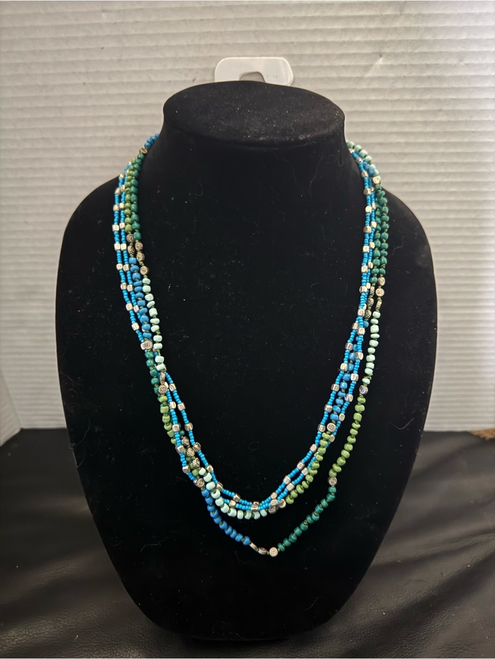 Nordstrom Blue and Green Multi-Strand Beaded Necklace